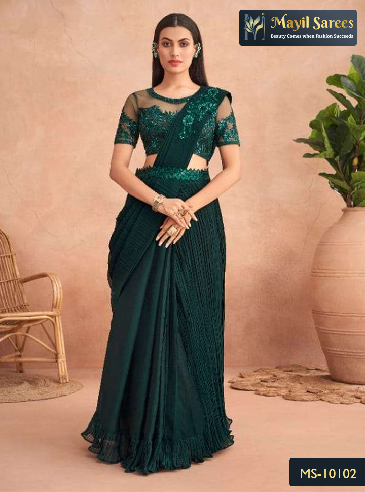 fancy ready to wear style saree with belt
